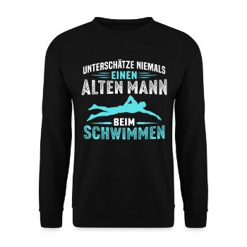Alten mann beim schwimmen t-shirt schwimmer - Unisex Pullover - Schwarz - Vorne - Alina (178cm) & Michal (187cm)