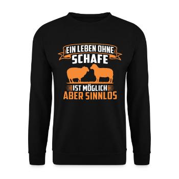 ein leben ohne schafe ist möglich aber sinnlos - Unisex Pullover - Schwarz - Vorne - Alina (178cm) & Michal (187cm)