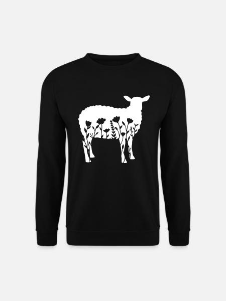 Sheep with flowers - Unisex Sweatshirt - black