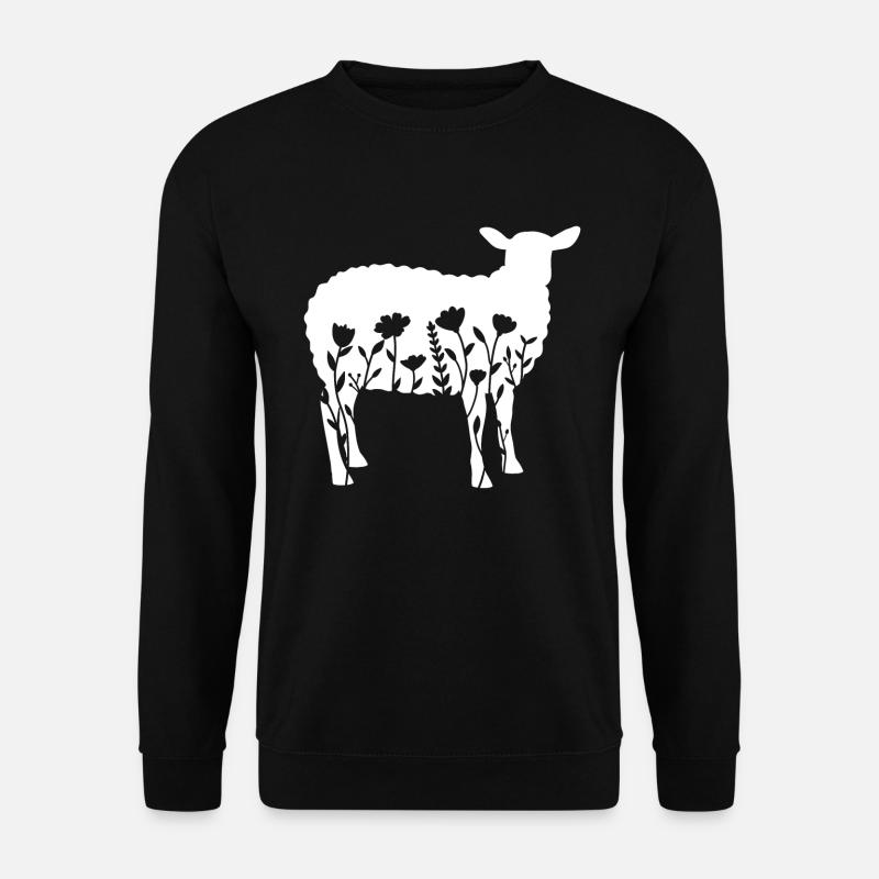 Sheep with flowers - Unisex Sweatshirt - black