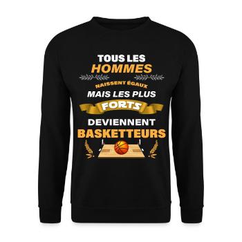 Hommes basketteurs Cadeau Humour Ballon De Basket - Sweat-shirt Unisexe - noir - Devant - Alina (178cm) & Michal (187cm)