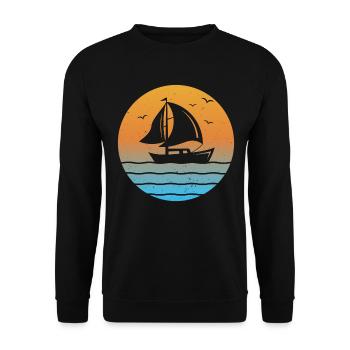 Sunset Sailor Sailboat Sailing Ship Captain - Unisex Sweatshirt - black - Front - Alina (178cm) & Michal (187cm)