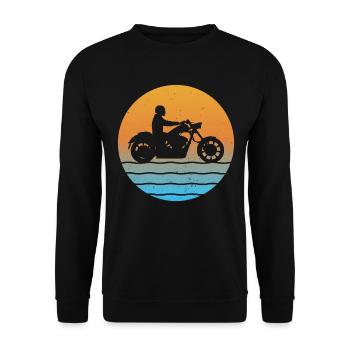 Chopper Motorcycle Cruiser Sunset Motorcyclist - Unisex Sweatshirt - black - Front - Alina (178cm) & Michal (187cm)