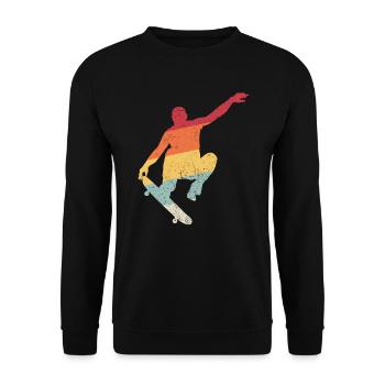 Skater retro skateboard t-shirt skater - Unisex Pullover - Schwarz - Vorne - Alina (178cm) & Michal (187cm)