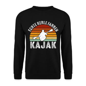 Echte Kerle Fahren Kajak - Unisex Pullover - Schwarz - Vorne - Alina (178cm) & Michal (187cm)