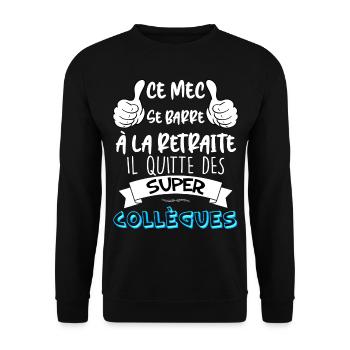 Ce Mec Se Barre A La retraite Cadeau Collègue - Sweat-shirt Unisexe - noir - Devant - Alina (178cm) & Michal (187cm)