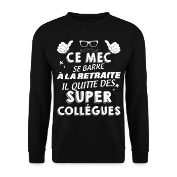 Message Drole Départ Collègue Retraite - Sweat-shirt Unisexe - noir - Devant - Alina (178cm) & Michal (187cm)