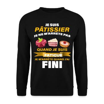 Homme Patissier Je Suis Pas Fatigué - Sweat-shirt Unisexe - noir - Devant - Alina (178cm) & Michal (187cm)