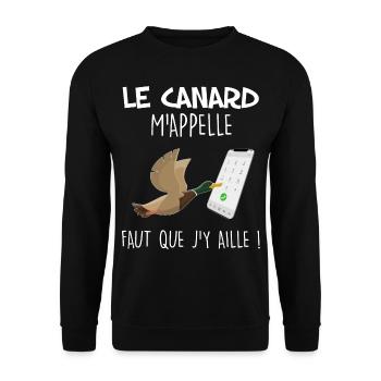 J'entends La Chasse Au Canard M'appeler - Sweat-shirt Unisexe - noir - Devant - Alina (178cm) & Michal (187cm)