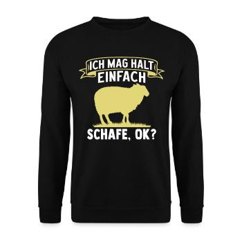 Schaf Ich Mag Halt Einfach Schafe, Ok? - Unisex Pullover - Schwarz - Vorne - Alina (178cm) & Michal (187cm)