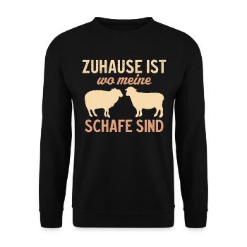 Zuhause ist wo meine Schafe sind - Unisex Pullover - Schwarz - Vorne - Alina (178cm) & Michal (187cm)