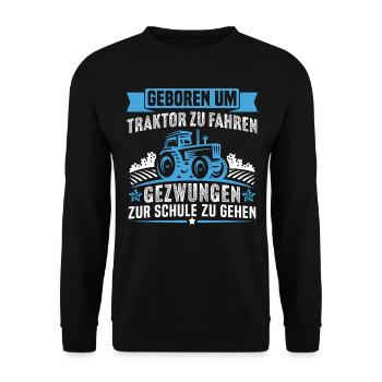 Geboren um Traktor zu Fahren - Unisex Pullover - Schwarz - Vorne - Alina (178cm) & Michal (187cm)