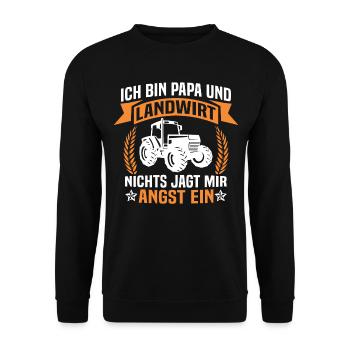 ich bin papa und Landwirt - Unisex Pullover - Schwarz - Vorne - Alina (178cm) & Michal (187cm)
