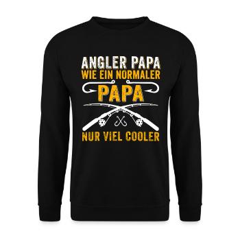 Angler Papa Wie Ein Normaler Papa Nur Viel Cooler - Unisex Pullover - Schwarz - Vorne - Alina (178cm) & Michal (187cm)