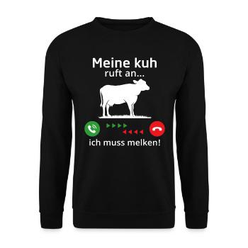 Meine kuh ruft an ich muss melken - Unisex Pullover - Schwarz - Vorne - Alina (178cm) & Michal (187cm)