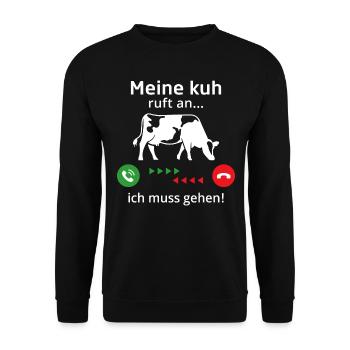 meine Küh ruft an ich muss gehen - Unisex Pullover - Schwarz - Vorne - Alina (178cm) & Michal (187cm)