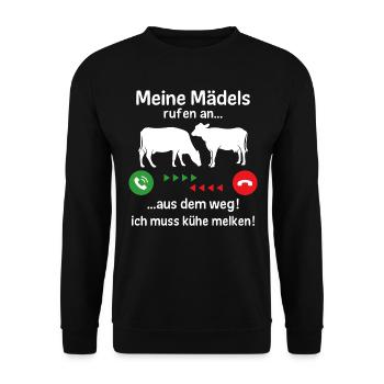ich muss kühe melken - Unisex Pullover - Schwarz - Vorne - Alina (178cm) & Michal (187cm)