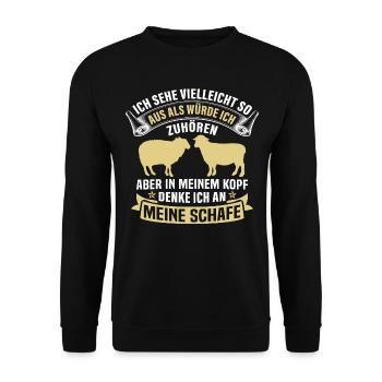 denke ich an meine schafe - Unisex Pullover - Schwarz - Vorne - Alina (178cm) & Michal (187cm)