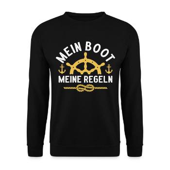 mein boot meine regeln bootfahren - Unisex Pullover - Schwarz - Vorne - Alina (178cm) & Michal (187cm)