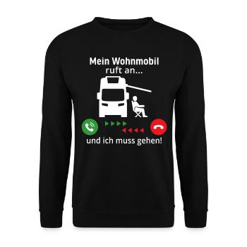 mein Wohnmobil ruft an und ich muss gehen - Unisex Pullover - Schwarz - Vorne - Alina (178cm) & Michal (187cm)