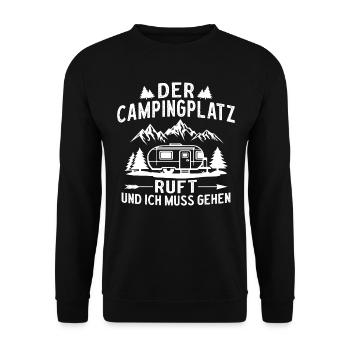 Der Campingplatz ruft und ich muss gehen - Unisex Pullover - Schwarz - Vorne - Alina (178cm) & Michal (187cm)