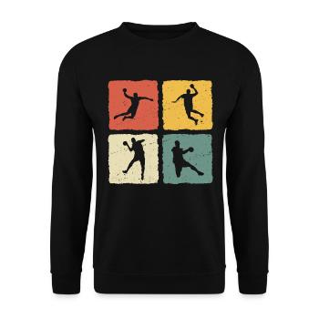 Handball Player Retro T-Shirt Handball - Unisex Sweatshirt - black - Front - Alina (178cm) & Michal (187cm)