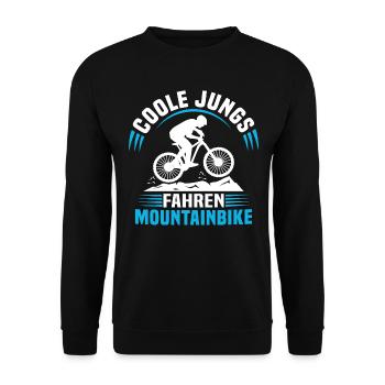 Coole jungs fahren mountainbike kinder jungen - Unisex Pullover - Schwarz - Vorne - Alina (178cm) & Michal (187cm)