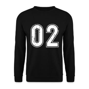 02 Jahre Retro Trikot Nummer 02 T-hirt Nummer - Unisex Pullover - Schwarz - Vorne - Alina (178cm) & Michal (187cm)