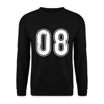 08 Jahre Retro Trikot Nummer 08 T-hirt Nummer - Unisex Pullover - Schwarz - Vorne - Alina (178cm) & Michal (187cm)