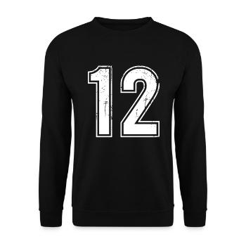 12 Years Retro Jersey Number 12 T-hirt Number - Unisex Sweatshirt - black - Front - Alina (178cm) & Michal (187cm)
