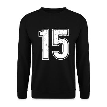 Maillot rétro 15 ans numéro 15 T-hirt numéro - Sweat-shirt Unisexe - noir - Devant - Alina (178cm) & Michal (187cm)