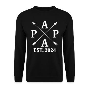 Papa Est. 2024 - Unisex Pullover - Schwarz - Vorne - Alina (178cm) & Michal (187cm)