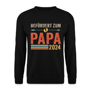 Befördert zum Papa 2024 - Unisex Pullover - Schwarz - Vorne - Alina (178cm) & Michal (187cm)
