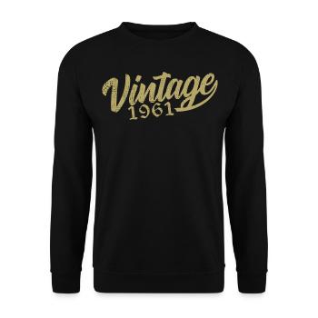 1961 Jahrgang 1961 Retro 1961 Geburtstagsgeschenk - Unisex Pullover - Schwarz - Vorne - Alina (178cm) & Michal (187cm)