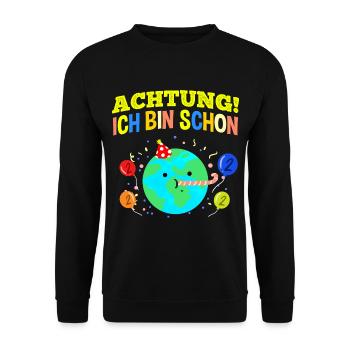 Achtung Ich Bin Schon 2 Geburtstag Erde - Unisex Pullover - Schwarz - Vorne - Alina (178cm) & Michal (187cm)