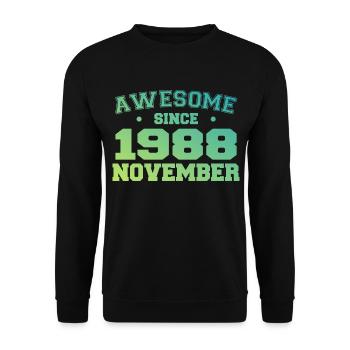 Né Novembre 1988 Cadeau Anniversaire Novembre 1988 - Sweat-shirt Unisexe - noir - Devant - Alina (178cm) & Michal (187cm)