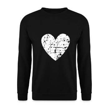 distressed heart valentines day gift partner - Unisex Sweatshirt - black - Front - Alina (178cm) & Michal (187cm)