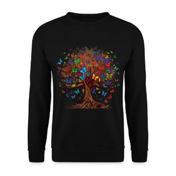 Papillon Arbre Papillons colorés Mouches - Sweat-shirt Unisexe - noir - Devant - Alina (178cm) & Michal (187cm)