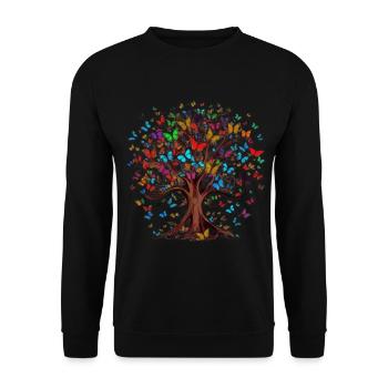 Papillon Arbre Papillons colorés Mouches - Sweat-shirt Unisexe - noir - Devant - Alina (178cm) & Michal (187cm)