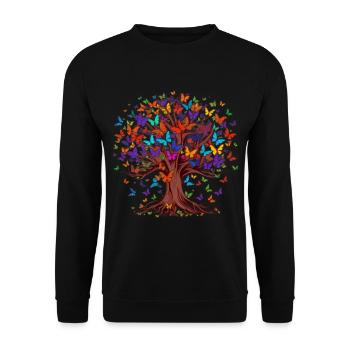Papillon Arbre Papillons colorés Mouches - Sweat-shirt Unisexe - noir - Devant - Alina (178cm) & Michal (187cm)
