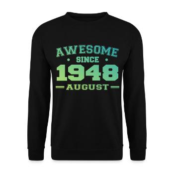 1948 Août Année Naissance Anniversaire Août 1948 - Sweat-shirt Unisexe - noir - Devant - Alina (178cm) & Michal (187cm)