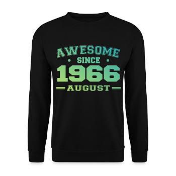 1966 Août Année Naissance Anniversaire Août 1966 - Sweat-shirt Unisexe - noir - Devant - Alina (178cm) & Michal (187cm)