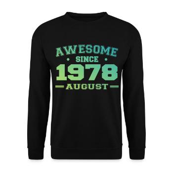 1978 Août Année Naissance Anniversaire Août 1978 - Sweat-shirt Unisexe - noir - Devant - Alina (178cm) & Michal (187cm)