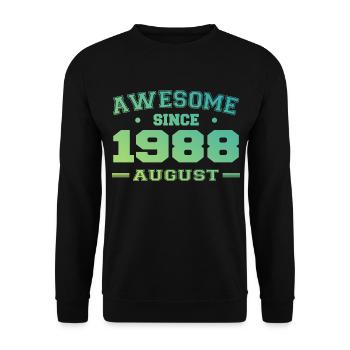 1988 Août Année Naissance Anniversaire Août 1988 - Sweat-shirt Unisexe - noir - Devant - Alina (178cm) & Michal (187cm)
