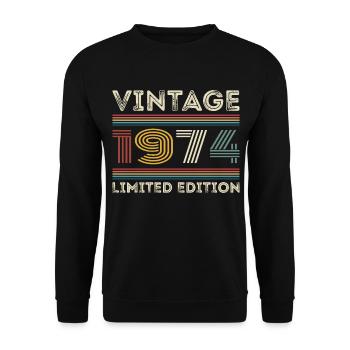 1974 Anniversaire 1974 Retro 1974 Cadeau 1974 - Sweat-shirt Unisexe - noir - Devant - Alina (178cm) & Michal (187cm)
