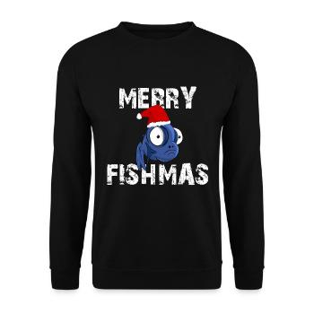 Merry Fishmas - Merry Christmas - - Unisex Pullover - Schwarz - Vorne - Alina (178cm) & Michal (187cm)