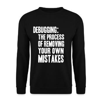 debugging process - Unisex Pullover - Schwarz - Vorne - Alina (178cm) & Michal (187cm)