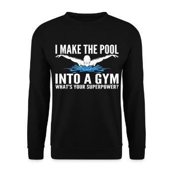 Ich mache den Pool zu einem Fitnessstudio - Lustig - Unisex Pullover - Schwarz - Vorne - Alina (178cm) & Michal (187cm)