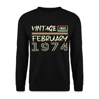 February 1974 Best Gift February 1974 - Unisex Sweatshirt - black - Front - Alina (178cm) & Michal (187cm)