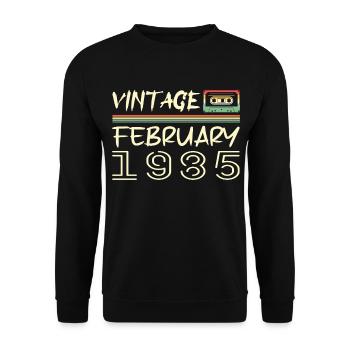 February 1985 Best Gift February 1985 February - Unisex Sweatshirt - black - Front - Alina (178cm) & Michal (187cm)